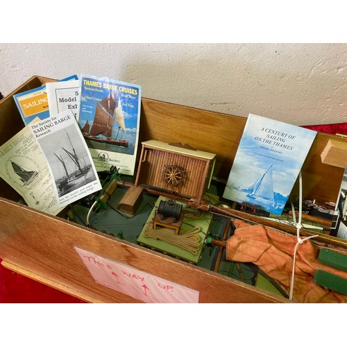 298 - Superb very large scale boxed model boat; a Thames Sailing Barge (needs assembing) with photos and p... 