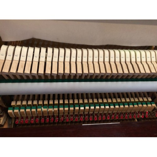 340 - Steinbach 108cm modern upright piano. Mahogany case. Full length (88 key) keyboard. 3 pedals. String... 