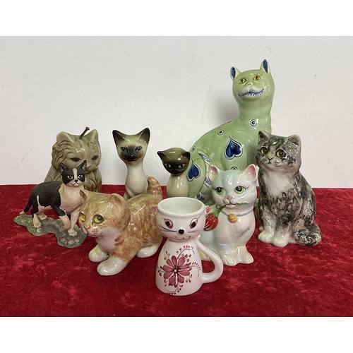 18 - Collection of Cat ornaments including candle