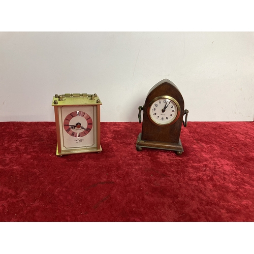 22 - Vintage Mercedes Clock in Wooden Case and Quartz Carriage Clock