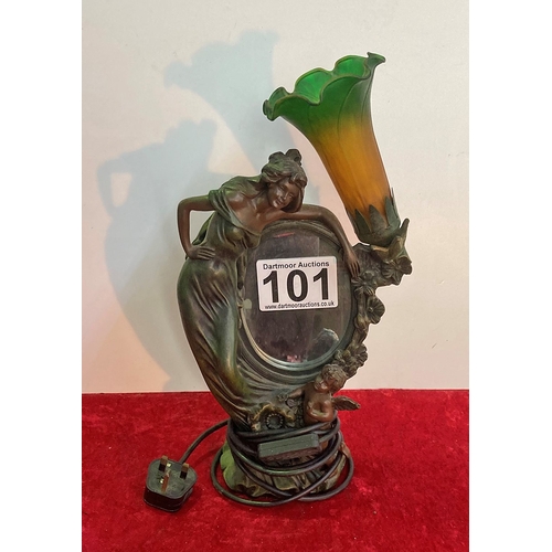 101 - Art Nouveau Reproduction Mirror Lamp Crosa 1195 Tulip Lamp Shade in working order