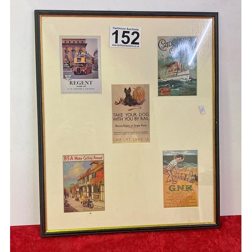 152 - A framed montage of Vintage advertising pictures