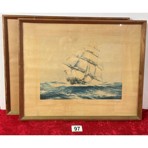 97 - Two framed prints of Ships