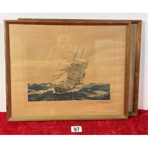 97 - Two framed prints of Ships