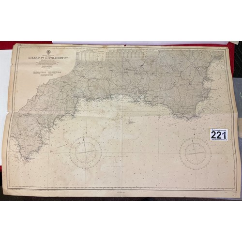 221 - Packet with fifteen large nautical sailing charts (areas from France and England)