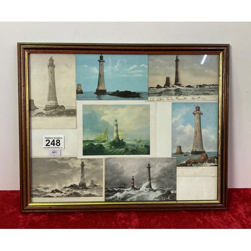 248 - Framed Postcards of Eddystone Lighthouse