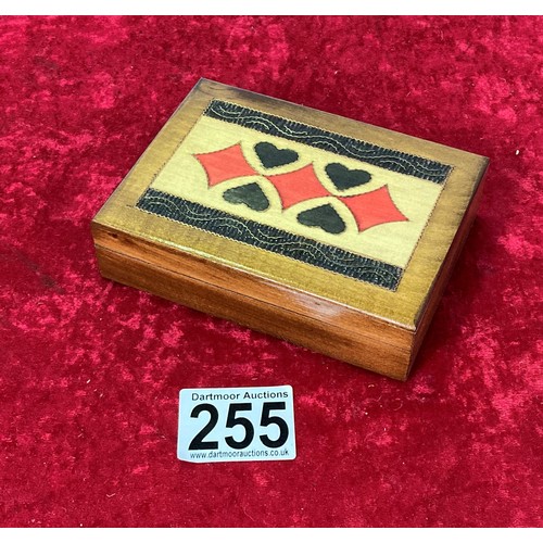 255 - Two decks of Playing Cards in decorative wood Box