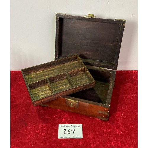 267 - Nice wood box with brass fittings