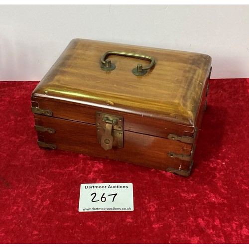 267 - Nice wood box with brass fittings