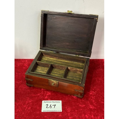 267 - Nice wood box with brass fittings