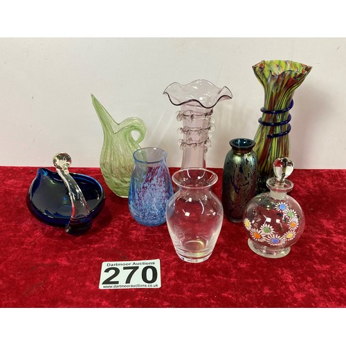 270 - Eight items of ornamental glassware