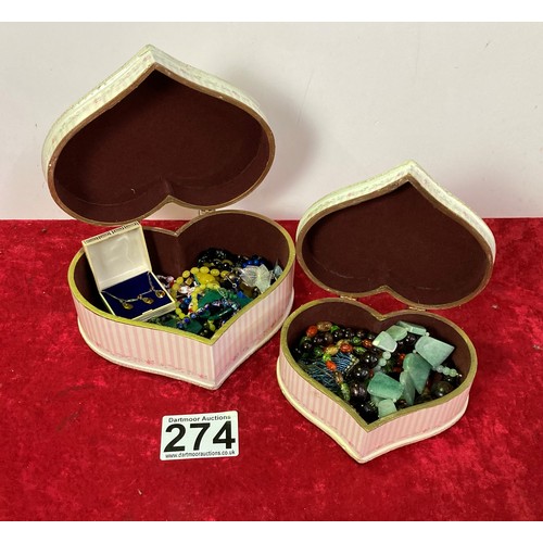 274 - Two Jewellery boxes with Costume Jewellery