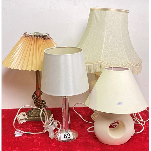89 - Four table lamps with shades