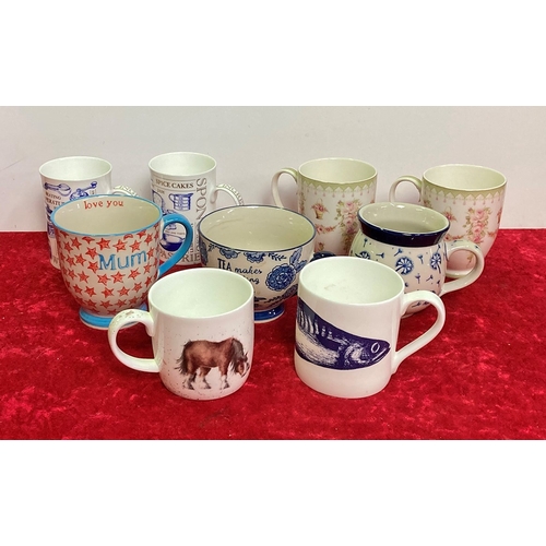 256 - Selection of good quality coffee mugs including Sasse & Belle, Royal Worcester, Powell Craft, Victor... 