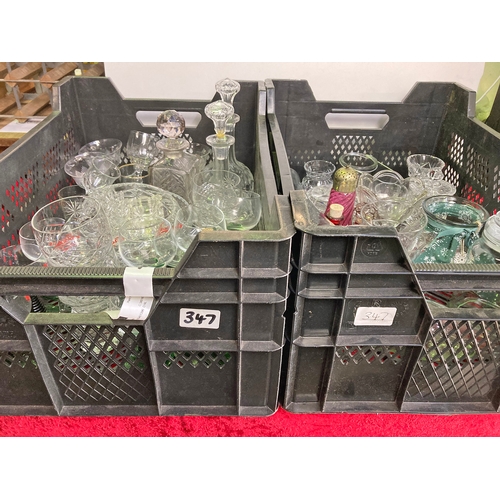 347 - Large quantity of glassware (2 crates) including 7 x Crocodillo glasses - very collectable