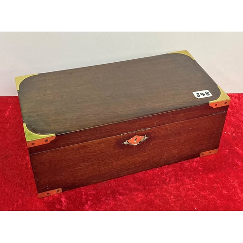 348 - Wooden box with brass edges and handles