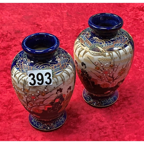 393 - Pair of Blue Chinese Vases