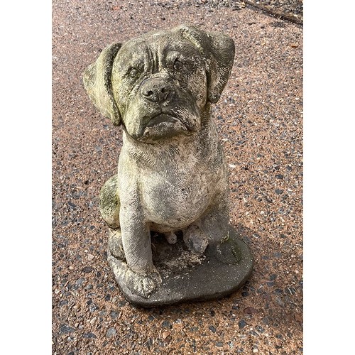 2 - Seated dog stone garden ornament - approx 17