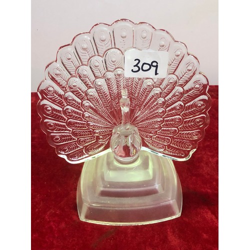 309 - Glass Peacock Figurine