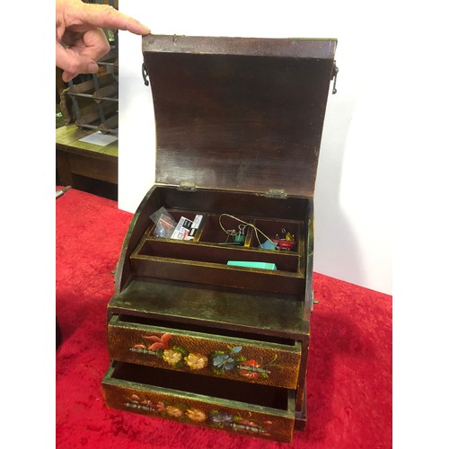 95 - Beautifully painted writing box with drawers