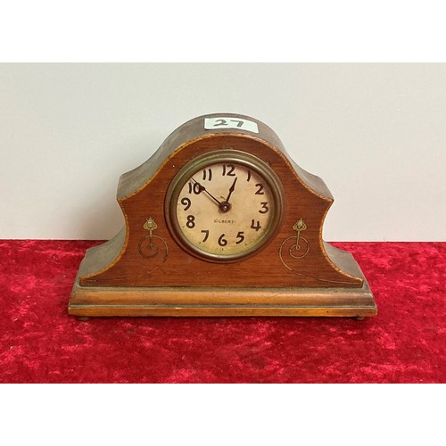 27 - Vintage Gilbert wooden cased mantle clock