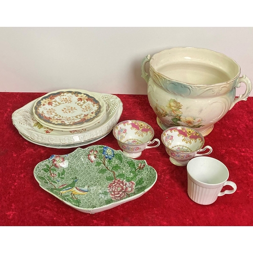 39 - Good collection of vintage china inc. an impressive jardinière, Heinrich plate, Copeland and Staffor... 