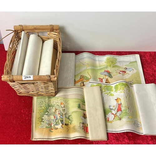 264 - 9 Beatrix Potter Illustrated Scrolls in under basket - Frederick Warne & Co 1952 - Peter Rabbit and ... 