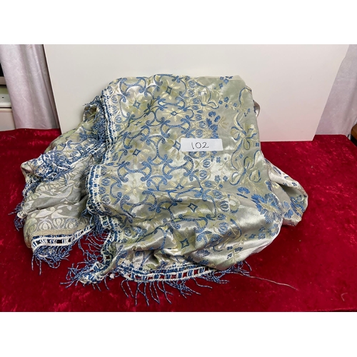 102 - Blue and silver silky throw