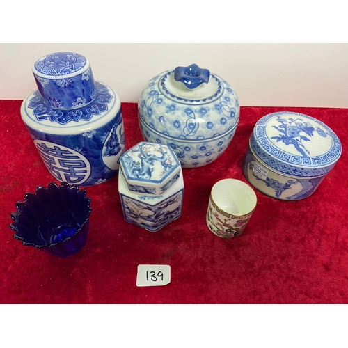 139 - Box of blue and white Chinese china