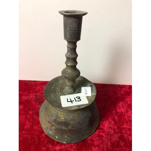 413 - Brass bell bottom candlestick