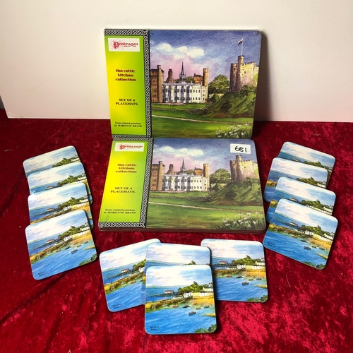 681 - New placemats and coasters - Celtic castle and harbour scenes
