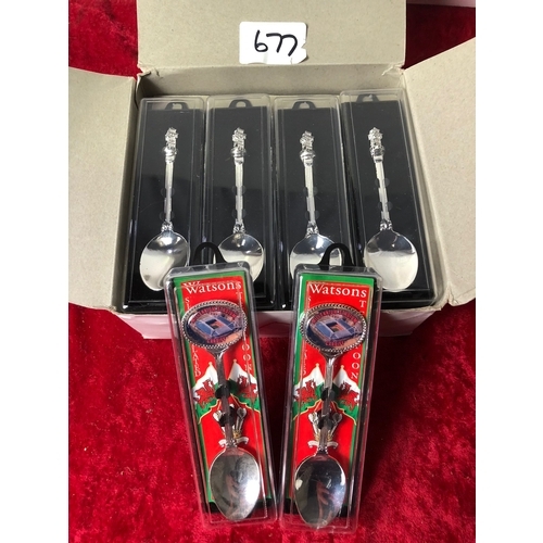 677 - 12 Cardiff Castle and 2 Cardiff Millenium Stadium brand new collector's spoons in boxes