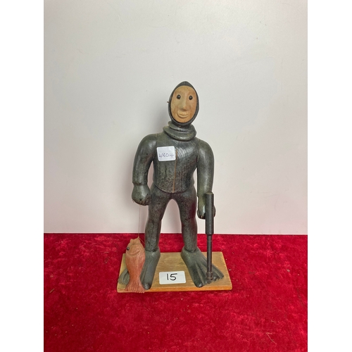 15 - Italian wooden carved frogman / scuba diver