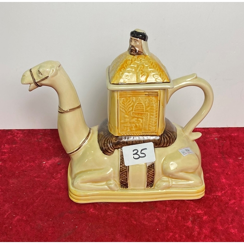 35 - Tony Wood Studio vintage hand decorated Camel Teapot