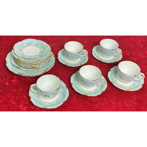 39 - Royal Crown Derby Alpine Plates, Cups and Saucers