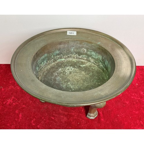 101 - Large bronze Censer(?) three legged bowl 42cm diameter