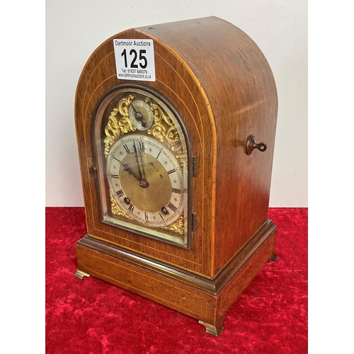 125 - Winterhalder & Hoffmeier wooden inlaid cased mantel clock