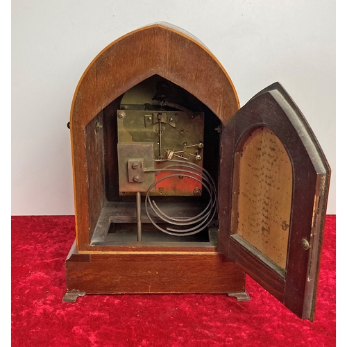 125 - Winterhalder & Hoffmeier wooden inlaid cased mantel clock