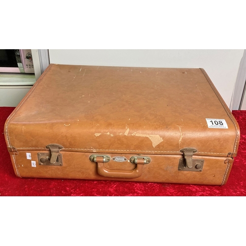 108 - Suitcase containing vintage clothing including ball gowns and silk waistcoat