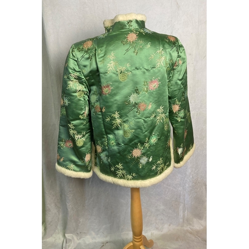 118 - Stunning jade green embroidered and lined silk Jacket