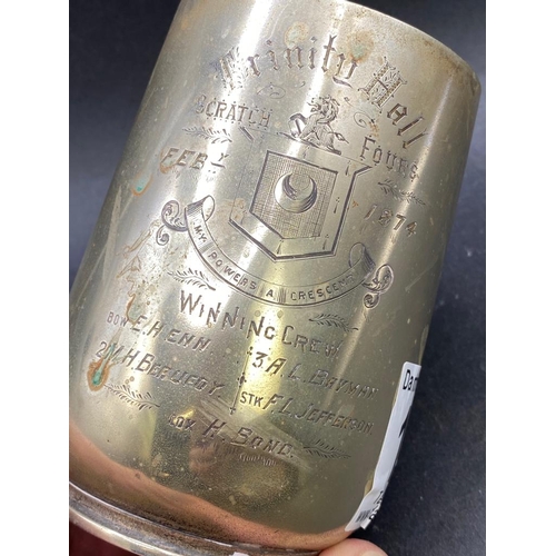 158 - Silver plated tankard inscribed 