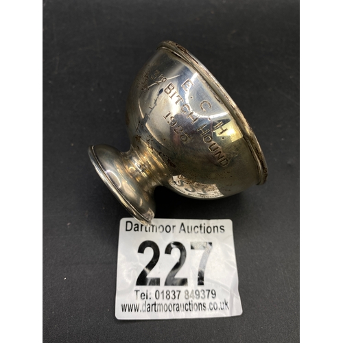 227 - Small silver cup inscribed 