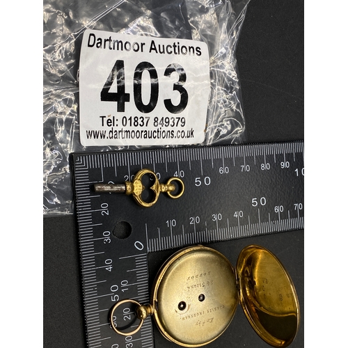 403 - Ladies fob watch by Charles Frodsham, The Strand, London, with Roman numerals, 18ct gold with key, 3... 