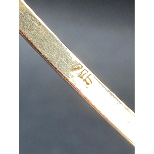 414 - Thin plain gold bangle marked '715', 9.2g