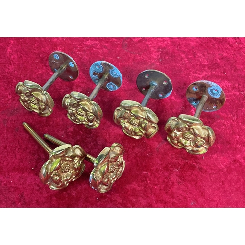 260 - Six brass Tudor rose handles