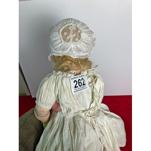 262 - Kammer Deinhardt bisque head doll (damage to head)