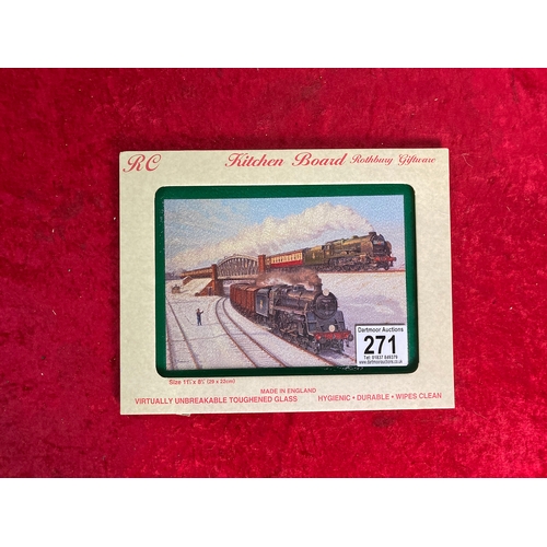 271 - New glass chopping board with railway theme