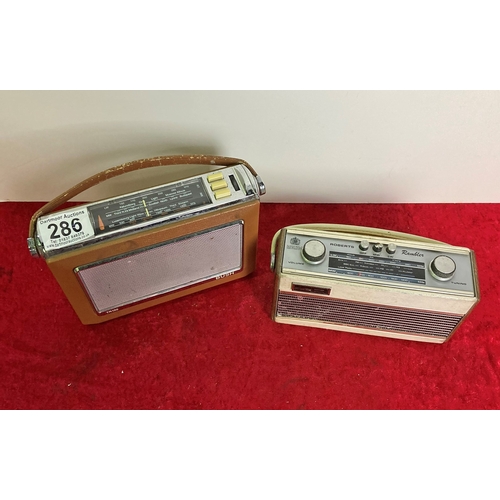 286 - 2 vintage radios 1 Bush (good tone & Caroline & Lux marked on) 1 
Roberts Rambler(?)