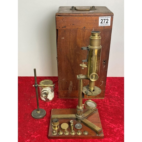 272 - William Youle, Leadenhall, London, cased brass microscope