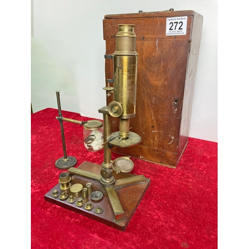 272 - William Youle, Leadenhall, London, cased brass microscope